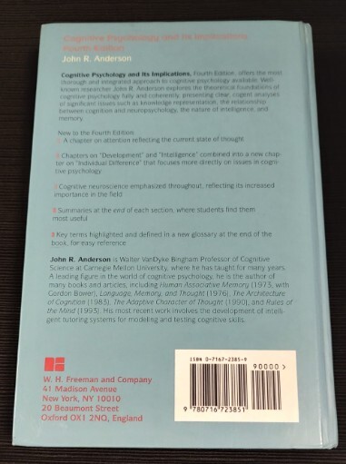 Cognitive Psychology and Its Implications John R. Anderson HC 1995 gallery