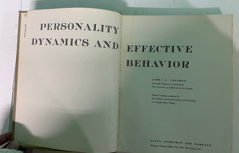 Personality Dynamics and Effective Behavior Hardcover 1960 Textbook Book Coleman gallery