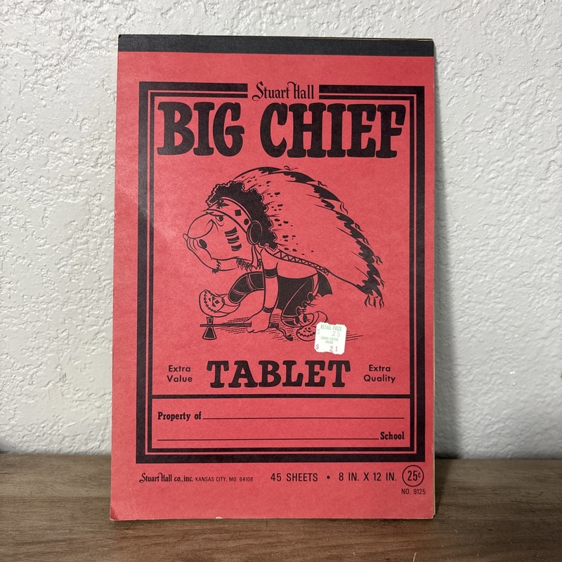 Vintage Stuart Hall NATIVE AMERICAN BRAVE Beginners Tablet Used