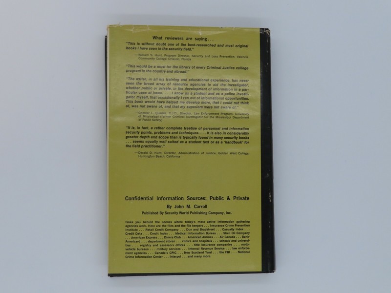 Confidential Information Sources Public&Private John M. Carroll HC First ED 1975 gallery