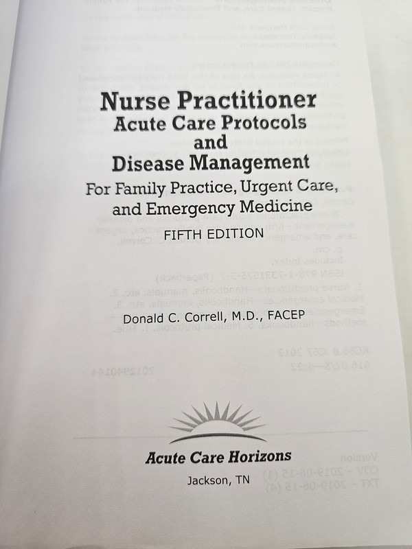Nurse Practitioner Acute Care Protocols And Disease Management 5th Ed Correll PB gallery