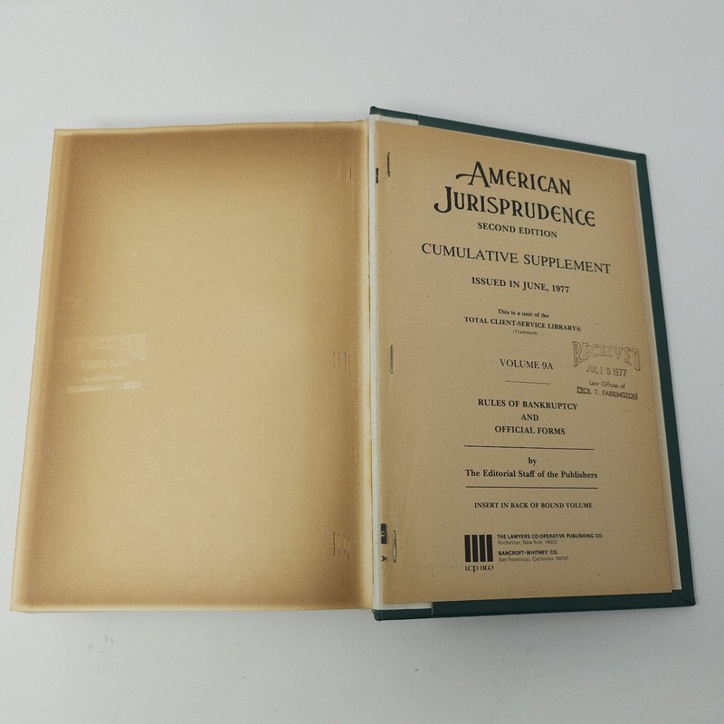 American Jurisprudence 2d State and Federal Vol 9A BANKRUPTCY OFFICIAL FORMS '76 gallery