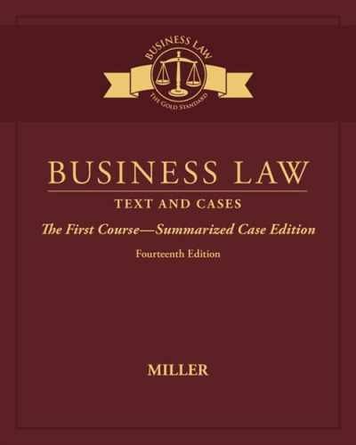 Business Law: Text & Cases – – Paperback, by Miller Roger LeRoy – Acceptable n