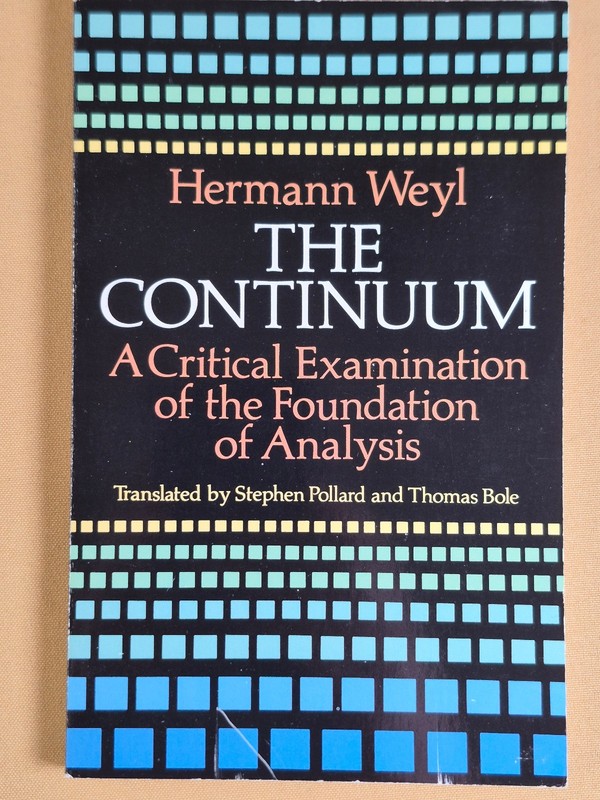 The Continuum - Hermann Weyl - Dover Trade Paperback, Fine condition gallery