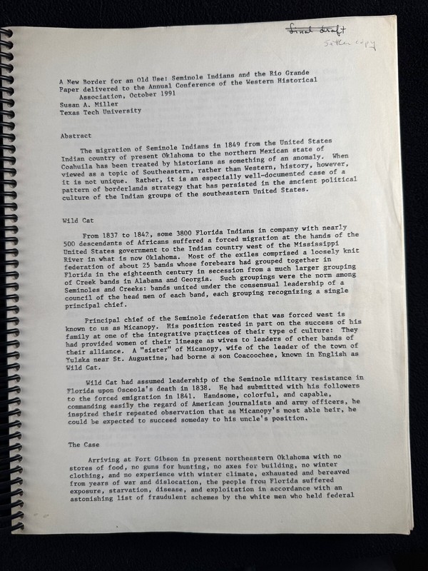 Wild Cat & the Origins of the Seminole Migration to Mexico 1988 Susan A. Miller gallery