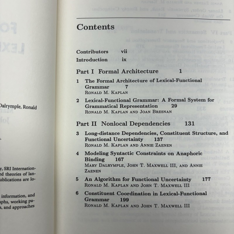 Formal Issues in Lexical-Functional Grammar Dalrymple, Mary, Ronald M. Kaplan Jo gallery