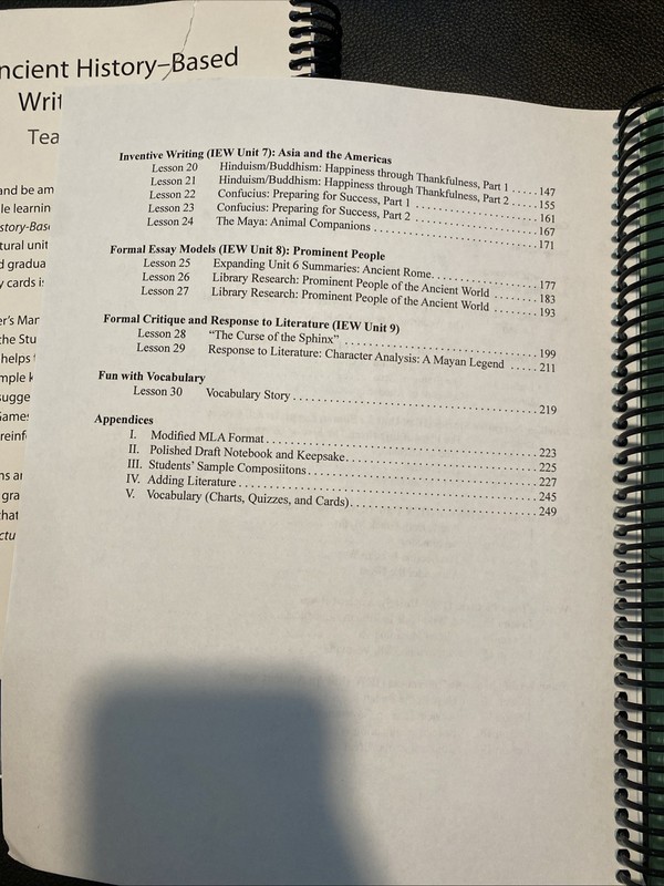 IEW Ancient History Based Writing Lessons Teachers Manual Spiralbound Book gallery