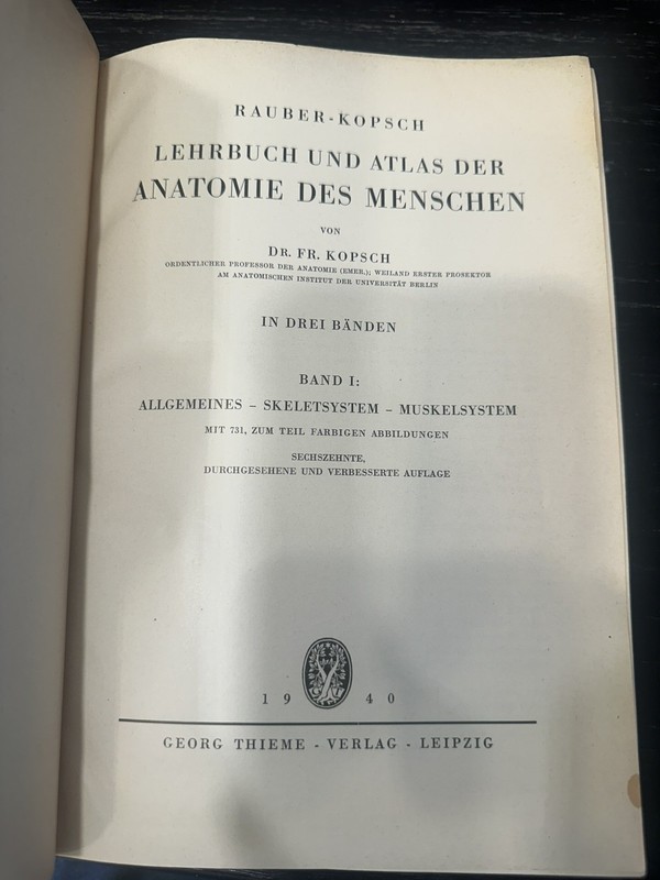 Atlas Of Human Anatomy 1952 Vol 1 In German Skeletal, Muscular General systems gallery
