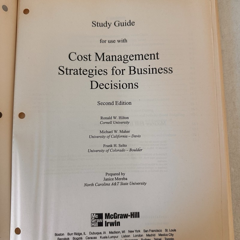 Study Guide for Use with Cost Management: Strategies for Business Decisions gallery