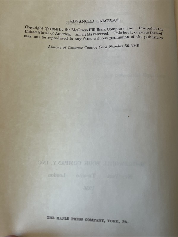 Advanced Calculus by R. Creighton Buck 1956 HC / Vintage 1st edition gallery