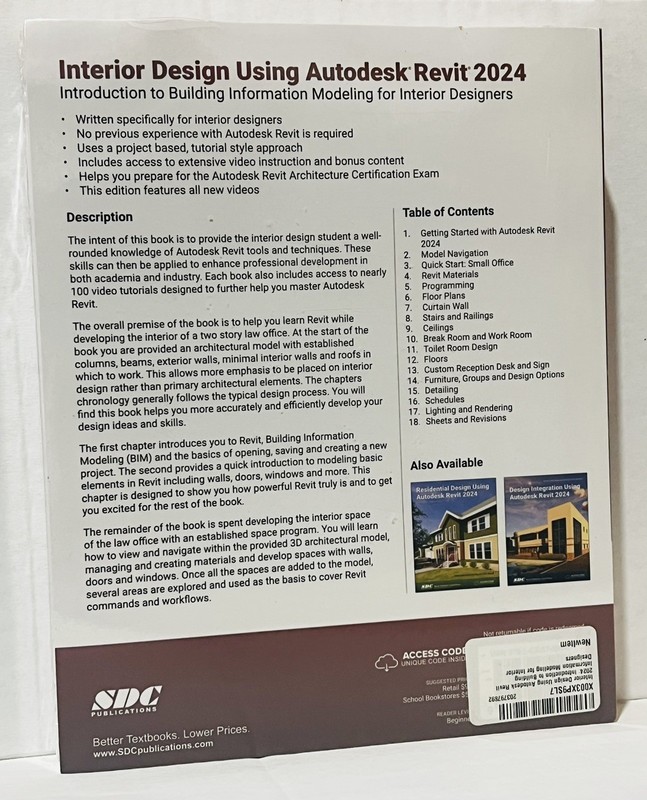 SEALED Interior Design Using Autodesk Revit 2024 Paperback Daniel John Stine U1C gallery