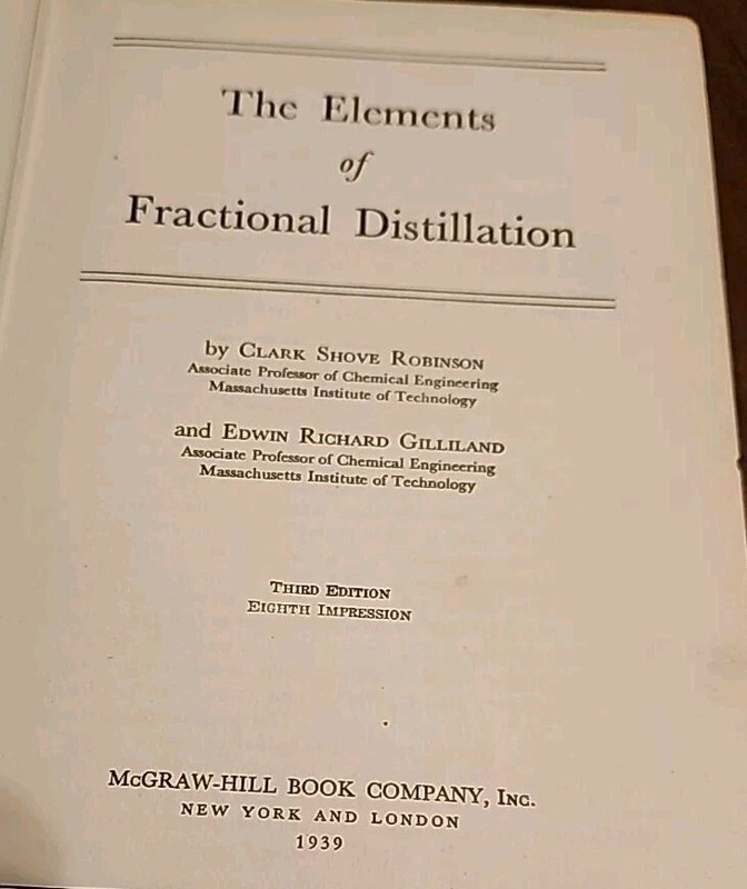 The Elements Of Fractional Distillation 1939 3rd Edition Robinson And Gilliland gallery