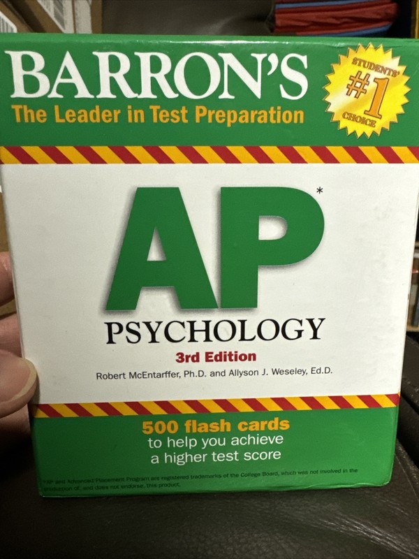 Barron’s AP Psychology Flash Cards 3rd Edition Exam Study Cards – GOOD