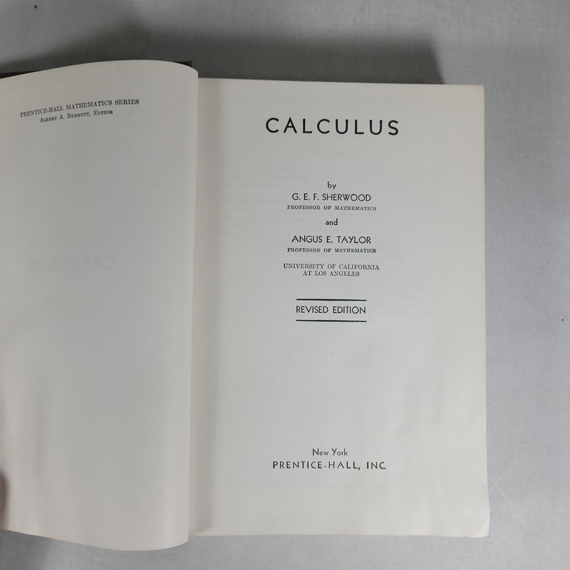 Calculus Prentice-Hall Textbook Sherwood Taylor 1951 Hardcover gallery
