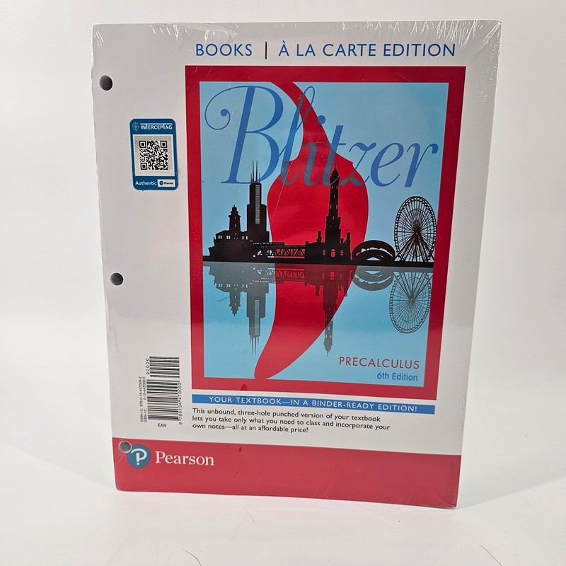 Pearson Precalculus Textbook Robert Blitzer 6th Edition Loose Leaf New Sealed
