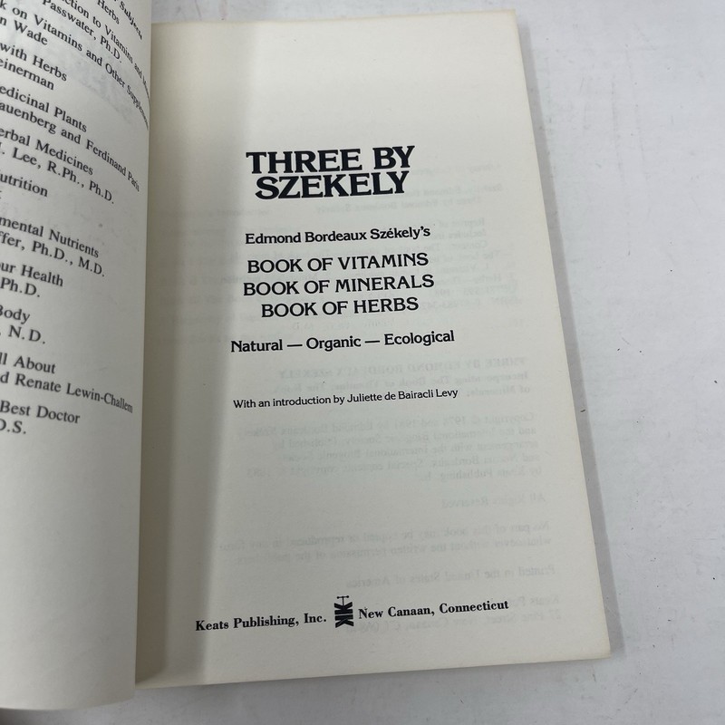 Three by Szekely Edmond Szekely 1983 Keats Paperback Vitamins Minerals Herbs gallery