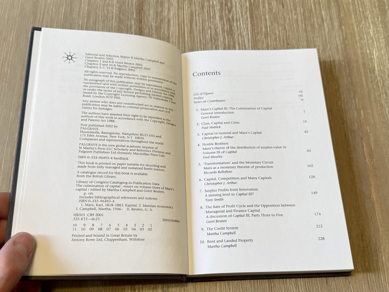 The Culmination of Capital: Essays of Marx’s Capital by M. Campbell 2001 HC/DJ gallery