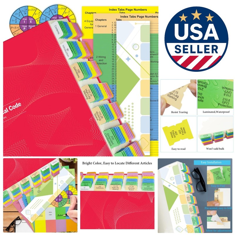 Professional NEC 2023 Electrical Code Index Tabs – Easy Setup & Repositioning