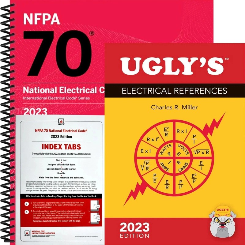 NFPA 70 National Electrical Code 2023 SPIRAL + Index Tabs + Ugly’s 2023 NEW USPS