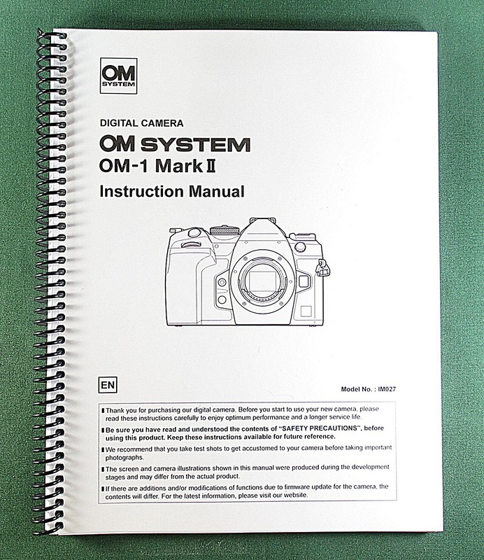 Olympus OM-1 MKII Instruction Manual: 566 Pages & Protective Covers!