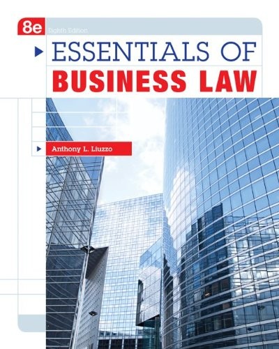 ESSENTIALS OF BUSINESS LAW By Anthony Liuzzo *Excellent Condition*