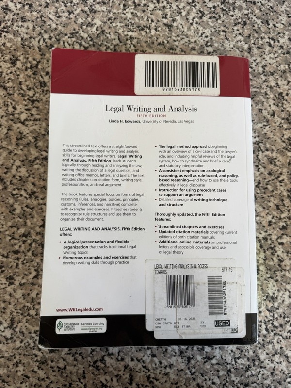 Aspen Coursebook Ser.: Legal Writing and Analysis by Edwards 5th Edition gallery