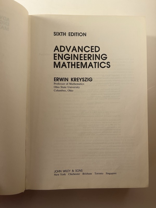 Advanced Engineering Mathematics Erwin Kreyszig 6th Ed 1988 Hardcover Wiley gallery