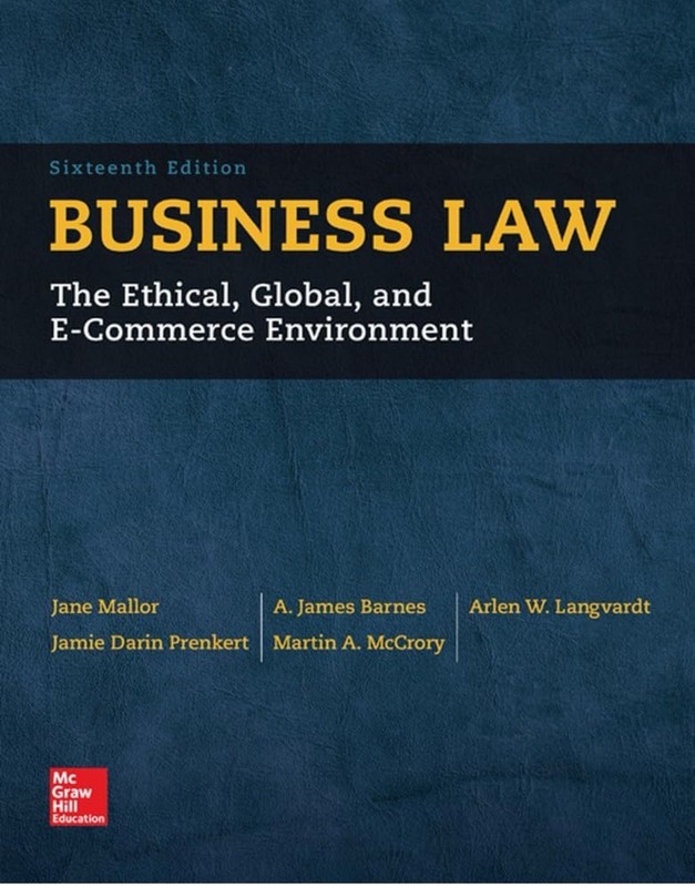 16th Edition Business Law by A. James Barnes, Martin A. McCrory, Jamie Darin