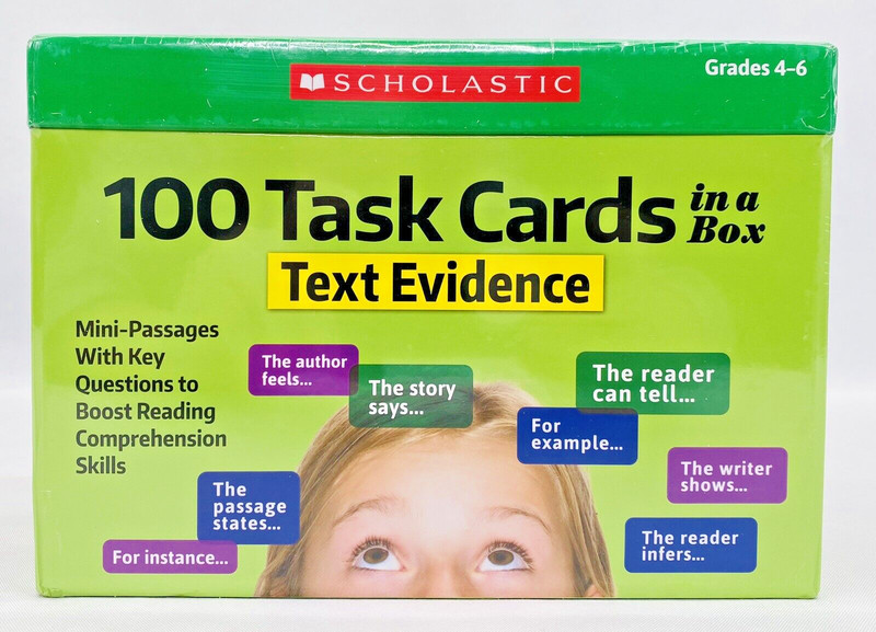 100 Task Cards in a Box: Text Evidence by Scholastic Grades 4-6 NIB