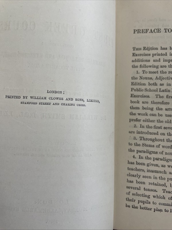 Initia Graeca Part 1 First Greek Course William Smith 1890 HB book #31 gallery