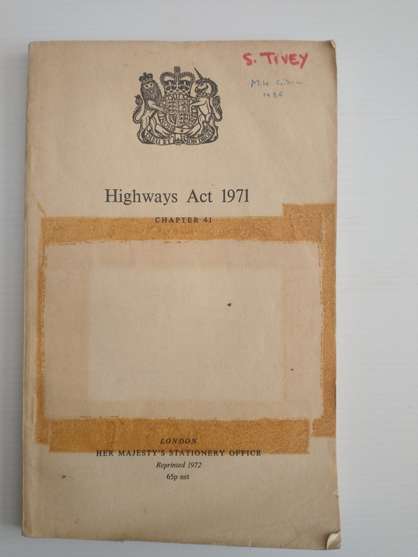 Highways Act 1968 Chapter 41 (HMSO) Used paperback
