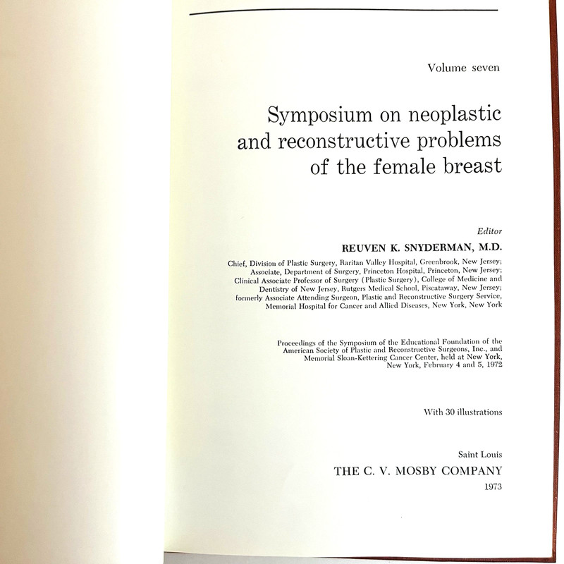 Symposium on Neoplastic Reconstructive Problems of the Female Breast Book 1973 gallery