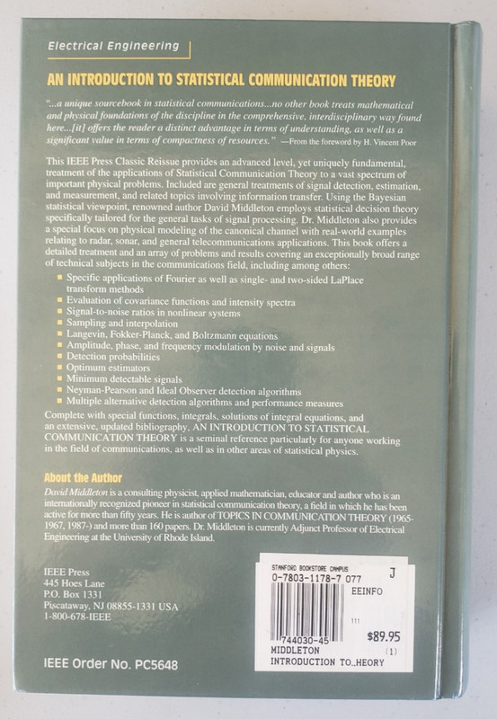 NEW Middleton Statistical Communication Theory IEEE 1996 Stanford/Livermore gallery