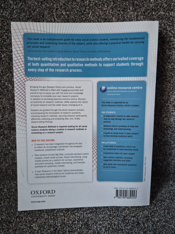 Social Research Methods by Alan Bryman 5th Edition Book gallery