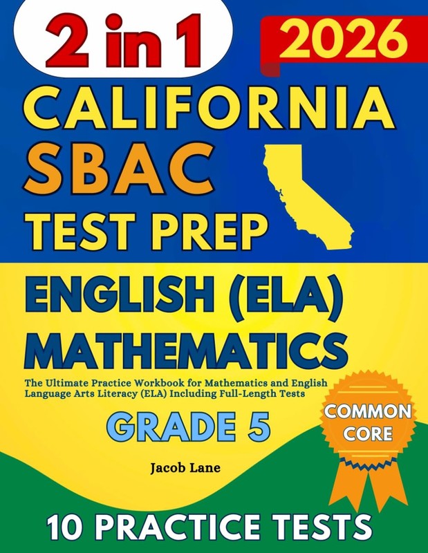 SBAC Test Prep California Grade 5 The 2 in 1 Practice Workbook for Mathematics