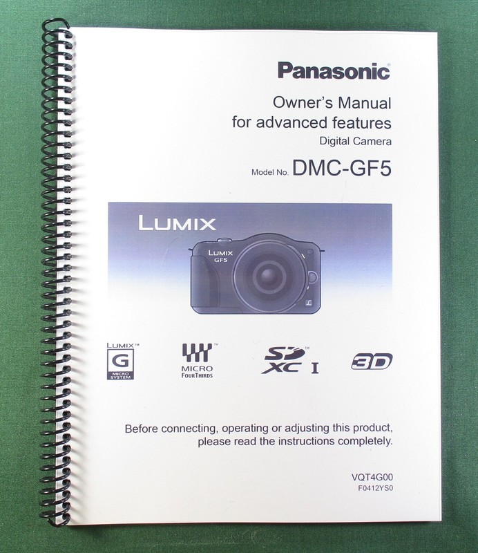 Panasonic Lumix DMC-GF5 Owner's Manual: 215 Pages Full Color & Protective Covers