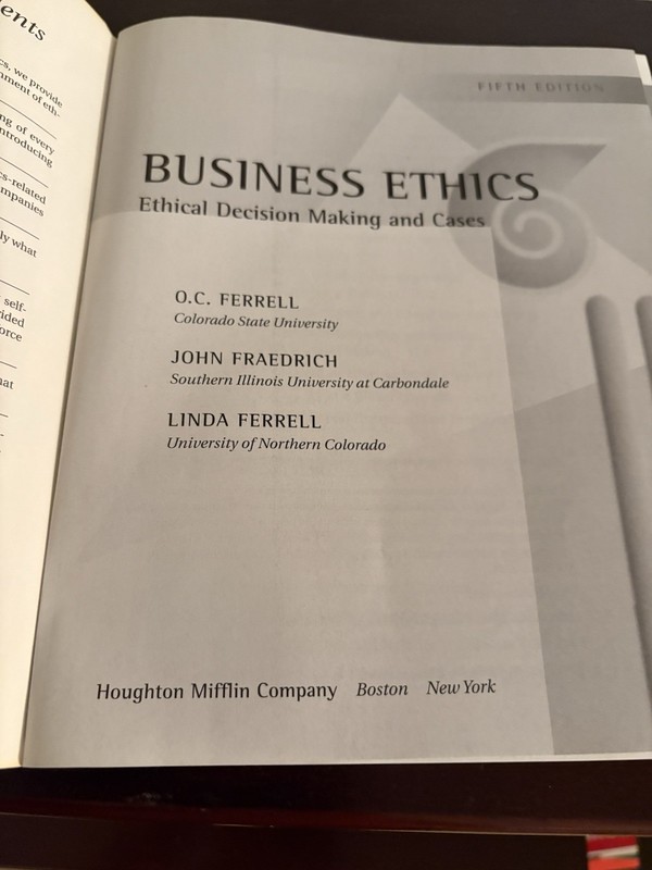 Business Ethics: Ethical Decision Making and Cases 5th Edition Hardcover gallery