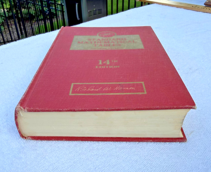 INSCRIBED Vintage Standard Mathematical Tables 14th Edition 1965 CRC Hardcover