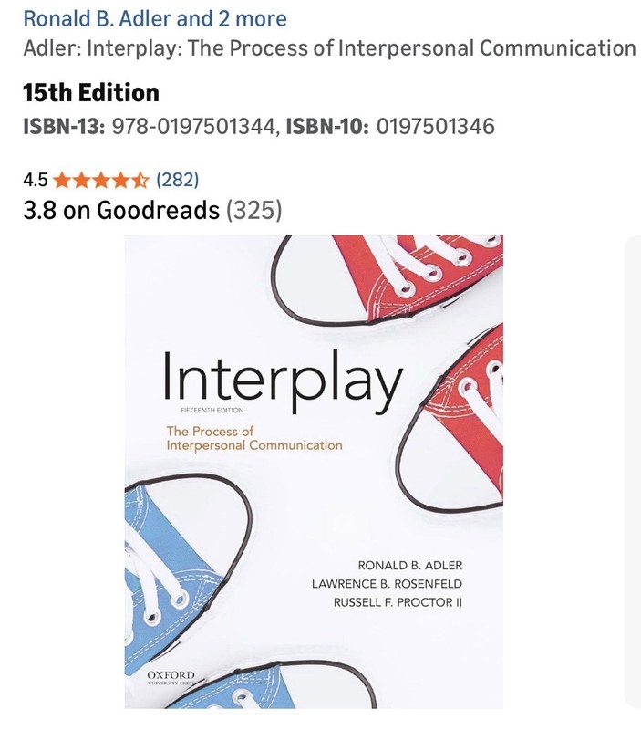 Adler: Interplay: The Process of Interpersonal Communication