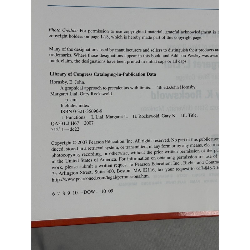 Precalculus w/ Limits Graphical Unit Circle Approach Book 4thed 0-321-35696-9 gallery