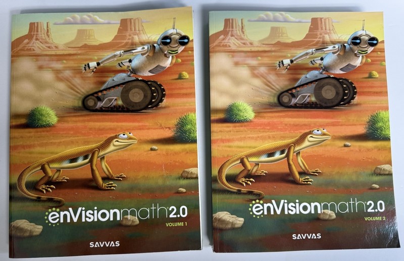EnVision Math Grade 4 Volumes 1 & 2 Savvas 2017 Not Used. No Marking In Books