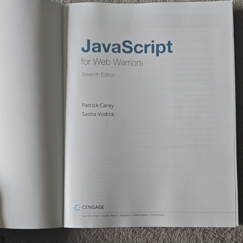 Cengage JavaScript for Web Warriors Seventh Edition Patrick Carey Paperback gallery