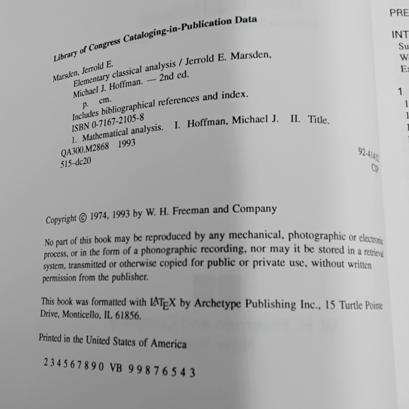 Elementary Classical Analysis, 2nd Edition By Jerrold E. Marsden & Michael J. gallery