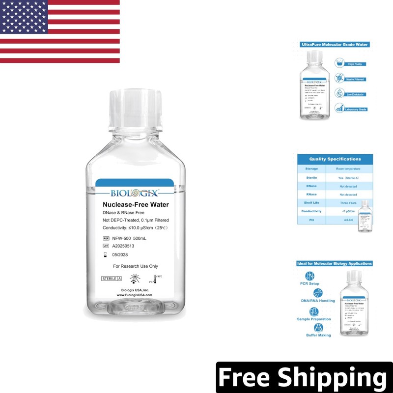 High Purity Molecular Grade Water 500mL – Nuclease Free, Ideal for PCR Workflows
