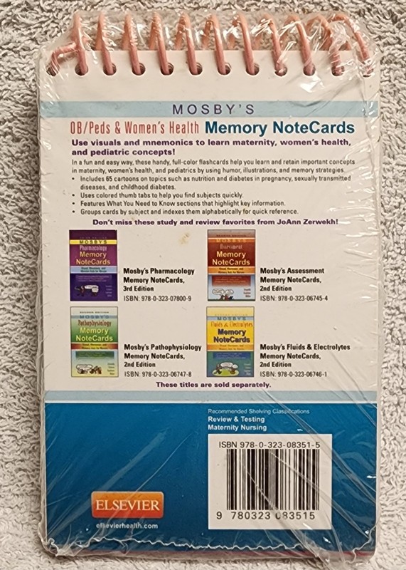 Mosby's OB Peds and Women's Health Memory NoteCards Visual Mnemonic NEW Sealed gallery
