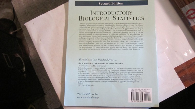 INTRODUCTORY BIOLOGICAL STATISTICS SECOND EDITION WITH DISC, HAMPTON, HAVEL gallery