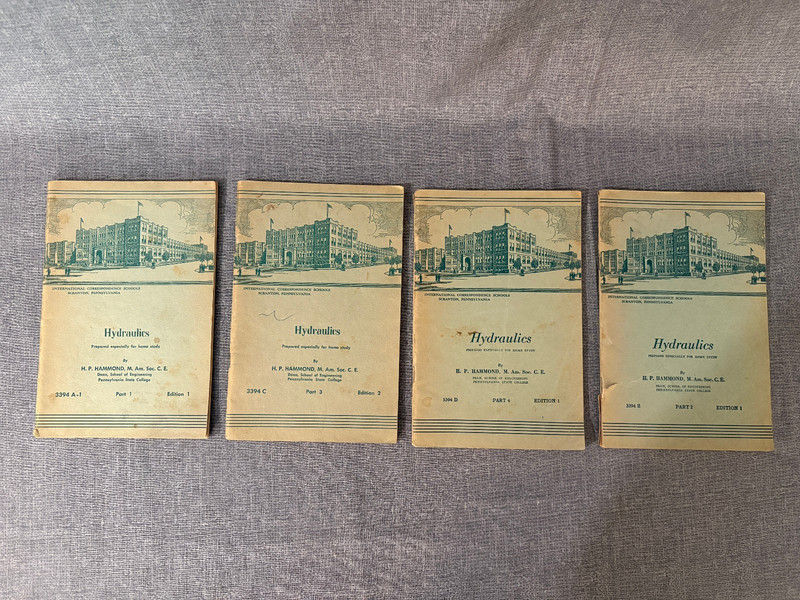 Hydraulics part 1, 2, 3 and 4 International Correspondance School 1942 edition 1