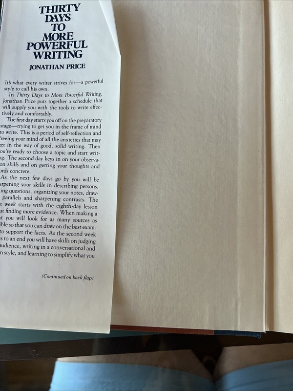 Thirty Days To More Powerful Writing, Jonathan Price, 1982, HC, DJ gallery