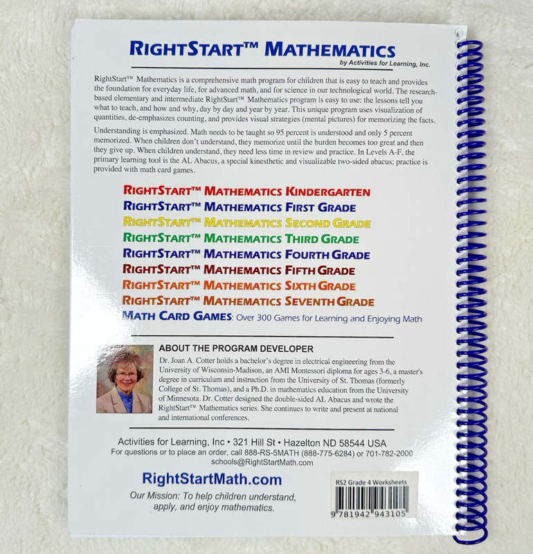 RightStart Mathematics Fourth Grade Lessons & Worksheets Set + AL Abacus gallery