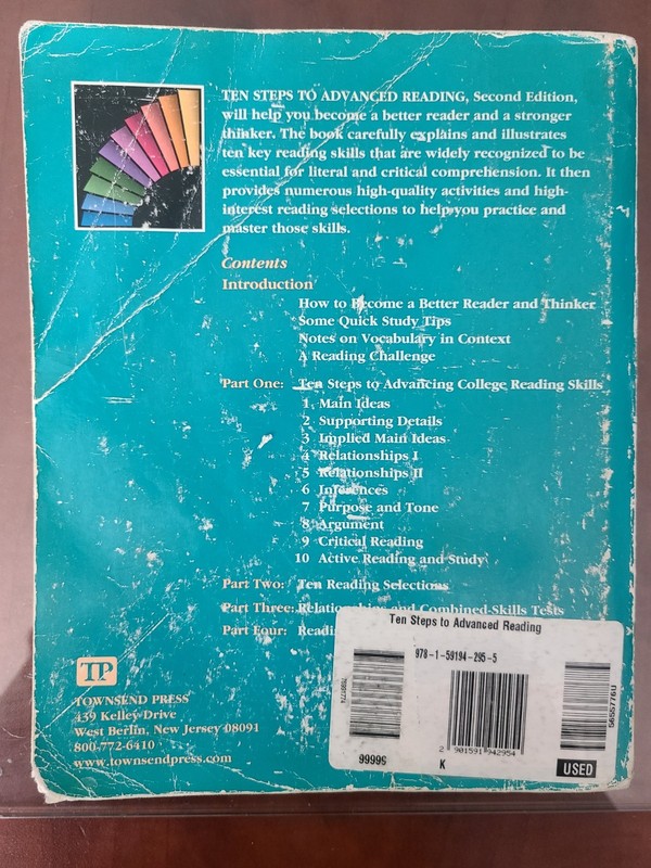 Ten Steps to Advanced Reading 2nd Ed Paperback John Langan Townsend Press gallery